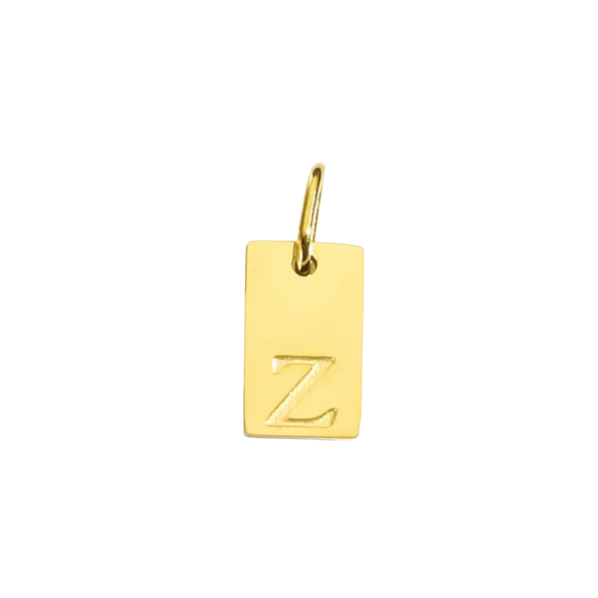 Gold pendant with the letter 'Z' on a white background