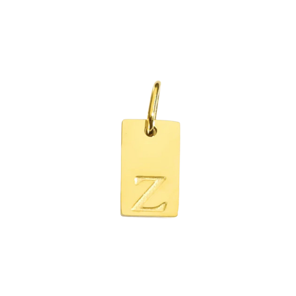 Gold pendant with the letter 'Z' on a white background