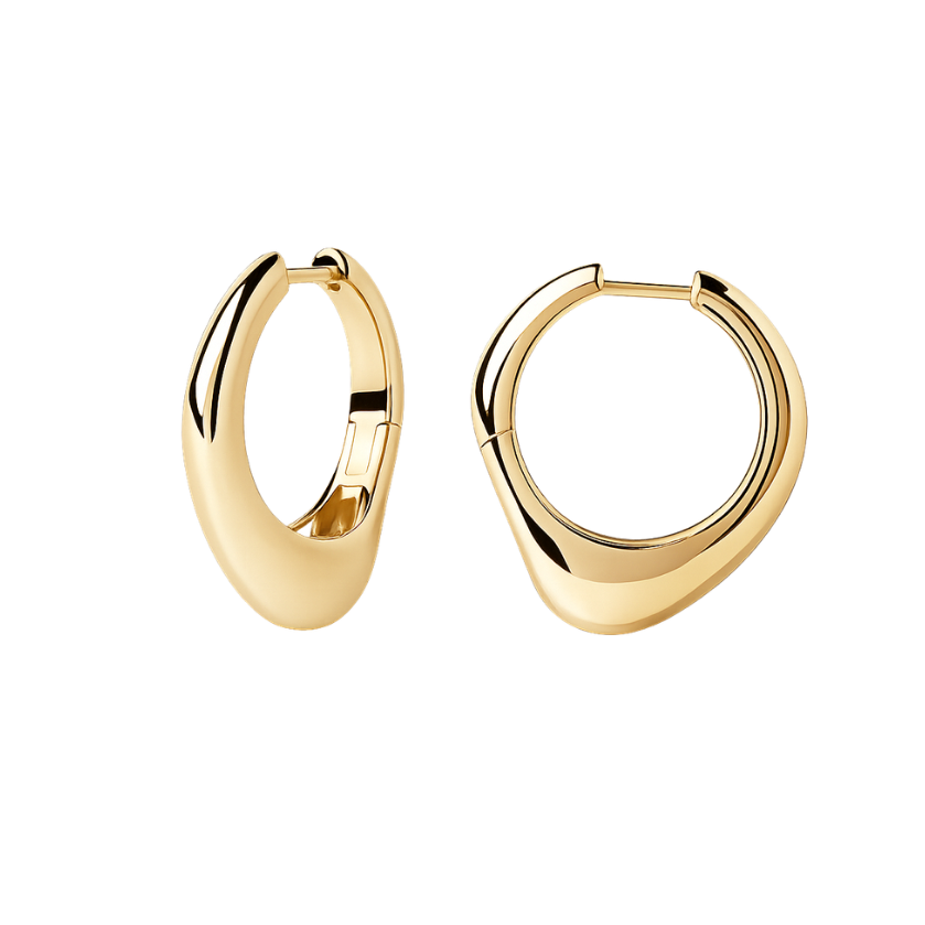 Pair of silver hoop earrings on a white background