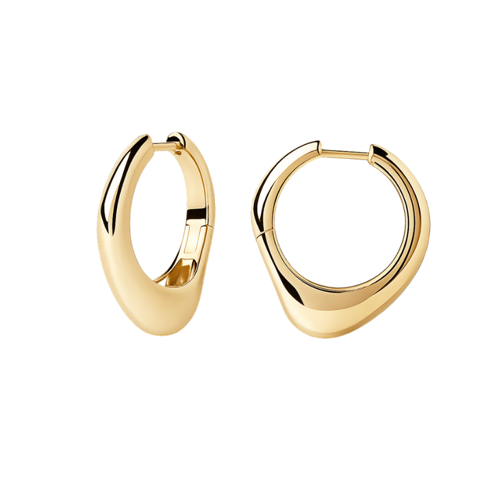 Pair of silver hoop earrings on a white background