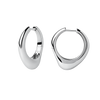 Pair of silver hoop earrings on a white background