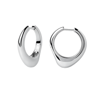 Pair of silver hoop earrings on a white background